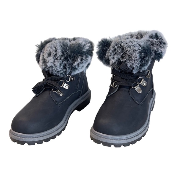 Jessica Carlyle Julio Black Faux Suede Faux Fur Trim Boot Girls Size 2 - Picture 9 of 9